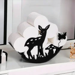 Geyik Temalı Metal WC Tuvalet Kağıtlığı - 2