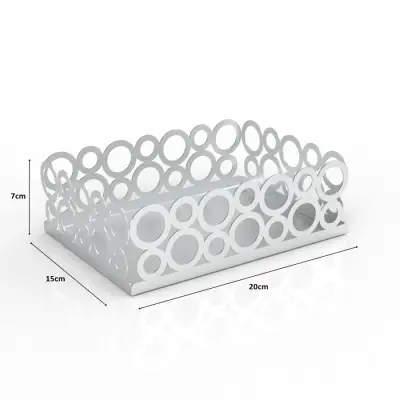 Gümüş Renk 2'li Set Ekmek Sepeti ve Peçetelik - 4