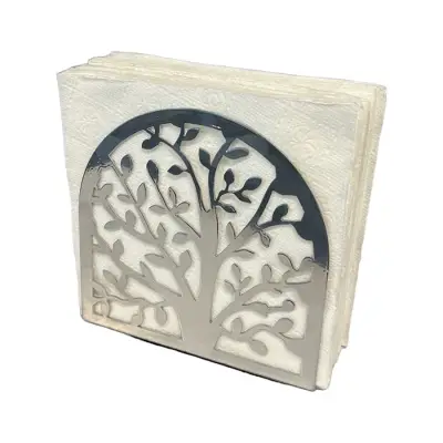 Hayat Ağacı Temalı Gümüş Metal Peçetelik - 4