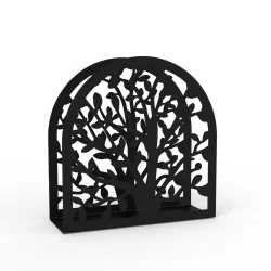 Hayat Ağacı Temalı Siyah Metal Peçetelik - 1