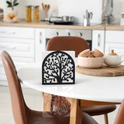 Hayat Ağacı Temalı Siyah Metal Peçetelik - 3