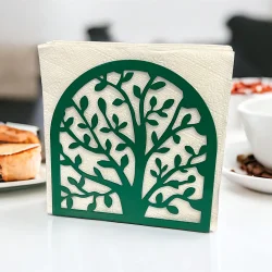 Hayat Ağacı Temalı Yeşil Metal Peçetelik - 1