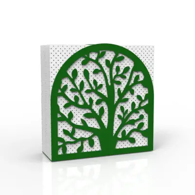 Hayat Ağacı Temalı Yeşil Metal Peçetelik - 2