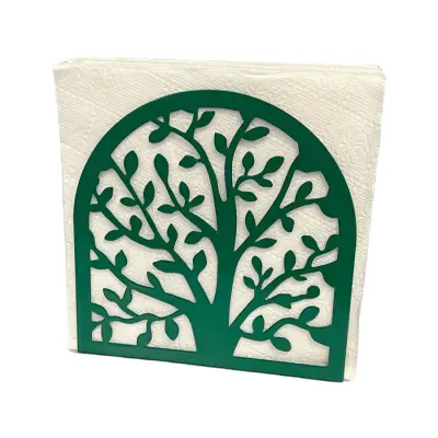 Hayat Ağacı Temalı Yeşil Metal Peçetelik - 4