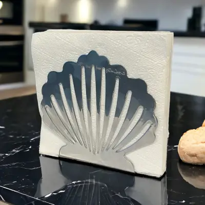 İstiridye Temalı Gümüş Metal Peçetelik - 2