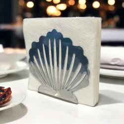 İstiridye Temalı Gümüş Metal Peçetelik - 3