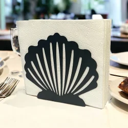 İstiridye Temalı Siyah Metal Peçetelik - 1