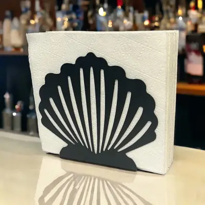 İstiridye Temalı Siyah Metal Peçetelik - 2