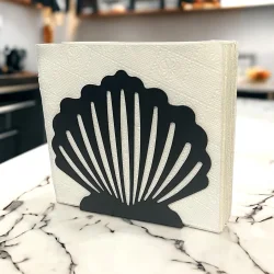 İstiridye Temalı Siyah Metal Peçetelik - 3