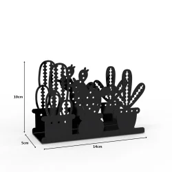 Kaktüs Temalı Siyah Metal Peçetelik - 1