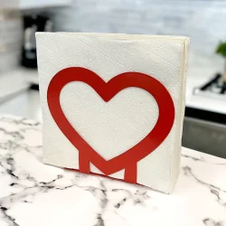 Kalp Temalı Kırmızı Metal Peçetelik - 1