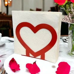 Kalp Temalı Kırmızı Metal Peçetelik - 2