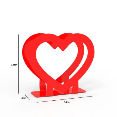 Kalp Temalı Kırmızı Metal Peçetelik - 3