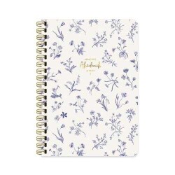 Keskin Color 17x24 Spiralli 2024-2025 Akademik Ajanda - Mavi Çiçekler - Keskin Color