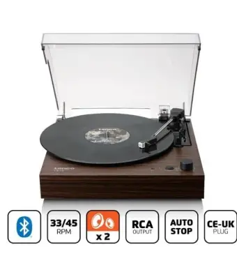 LENCO LS-15wd Pikap – Bluetooth, dahili hoparlör ve AT3600L İğne Ahşap - 1