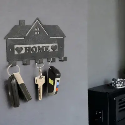 Metal Anahtarlık Askısı Siyah Model 2 - Şık ve Dayanıklı Duvar Montajlı Anahtar Askısı - 3