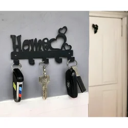 Metal Dekoratif Kalpli Anahtar Askısı - Siyah Renk Model 1 - 3