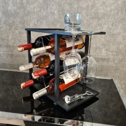 Modern 6 Bölmeli Şarap Standı Model-1 Siyah - 1