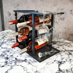 Modern 6 Bölmeli Şarap Standı Model-1 Siyah - 2