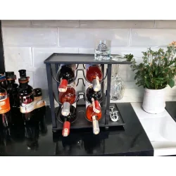 Modern 6 Bölmeli Şarap Standı Model-1 Siyah - 5