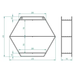 Modern Dekoratif Siyah Altıgen Duvar Rafı - 6