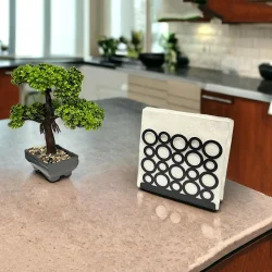 Modern Halka Tasarımıyla Zarif Sofralar: Siyah Renk Metal Peçetelik - 1