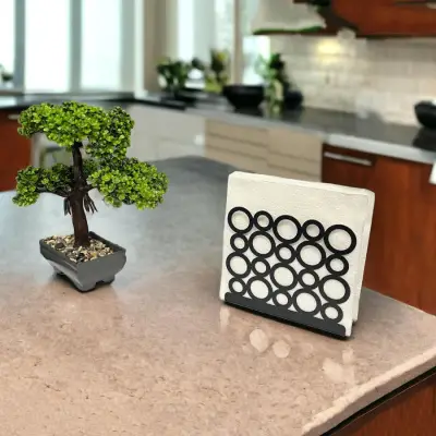 Modern Halka Tasarımıyla Zarif Sofralar: Siyah Renk Metal Peçetelik - 1