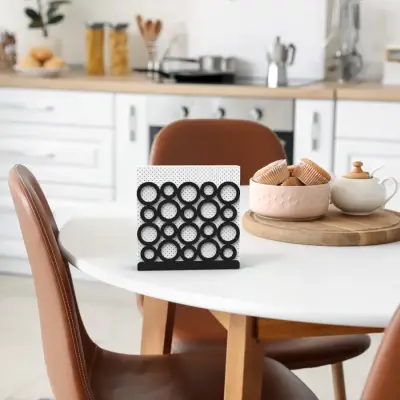 Modern Halka Tasarımıyla Zarif Sofralar: Siyah Renk Metal Peçetelik - 2