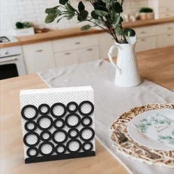 Modern Halka Tasarımıyla Zarif Sofralar: Siyah Renk Metal Peçetelik - 4