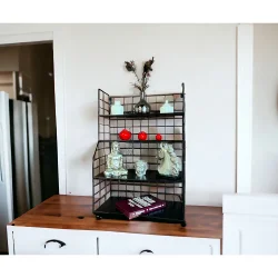 Modern Tasarım 4 Katlı Siyah Duvara Monte Dekoratif Raf - 2