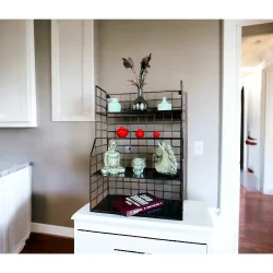 Modern Tasarım 4 Katlı Siyah Duvara Monte Dekoratif Raf - 5