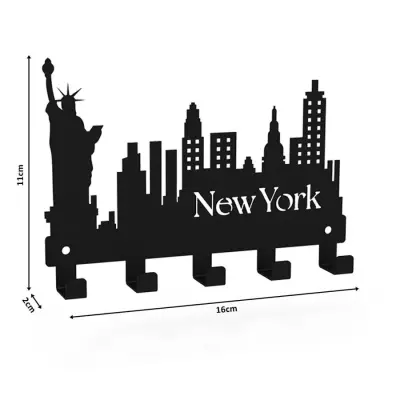 Newyork Temalı Metal Anahtarlık Askısı Siyah - 3