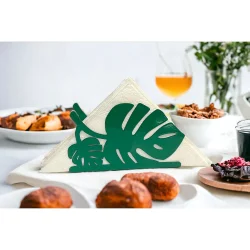 Palmiye Yaprağı Temalı Yeşil Metal Peçetelik - 2