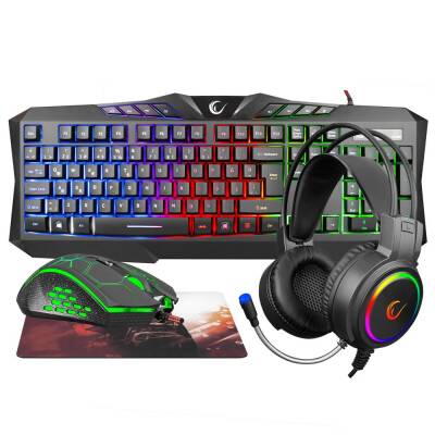 Rampage KM-404 ARGENTI Rainbow Aydınlatmalı USB Gaming Combo Q Klavye + Kulaklık + Mouse + Mousepad - 1
