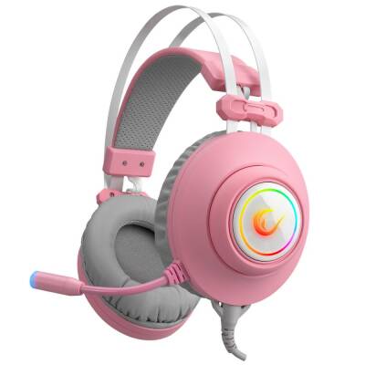 Rampage RM-K1 Pulsar Pembe USB 7.1 Surround Titreşim RGB Işık Efektli Gaming Oyuncu Mikrofonlu Kulaklık - 1