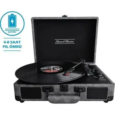 Record Master ST14012 Deri Koyu Gri Bluetooth ve Şarj - 1