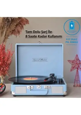 Record Master ST14012 Deri Mavi Bluetooth ve Şarj - 1