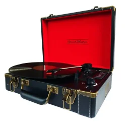 Record Master T317UB Deri Siyah Şarjlı Pikap - Bluetoothlu - 