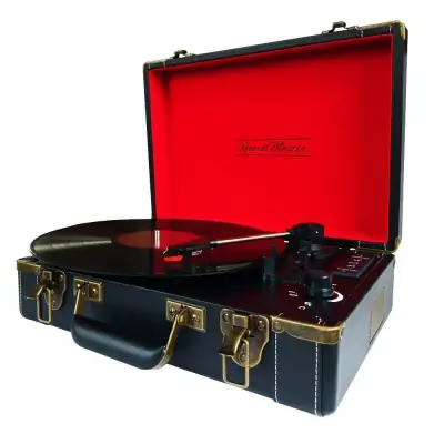 Record Master T317UB Deri Siyah Şarjlı Pikap - Bluetoothlu - 1