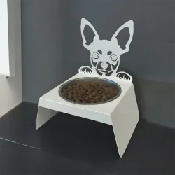 Sevimli Köpek Tasarımlı, Ergonomik Beyaz Kedi ve Köpek Mama ve Su Kabı Tekli Small Model – Paslanmaz Çelik, Dayanıklı Malzeme - 3