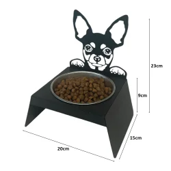 Sevimli Köpek Tasarımlı, Ergonomik Siyah Kedi ve Köpek Mama ve Su Kabı Tekli Small Model – Paslanmaz Çelik, Dayanıklı Malzeme - 3