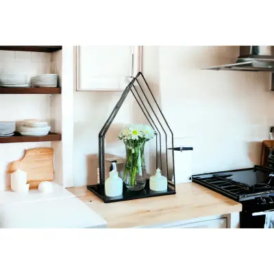 Şık Siyah Metal Duvara Monte Şamdan Dekoratif Mumluğu - 2