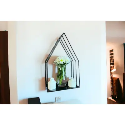 Şık Siyah Metal Duvara Monte Şamdan Dekoratif Mumluğu - 3