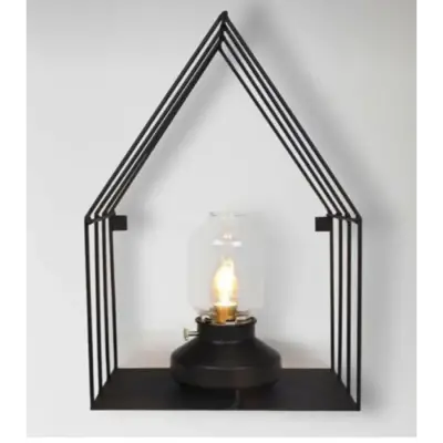 Şık Siyah Metal Duvara Monte Şamdan Dekoratif Mumluğu - 5