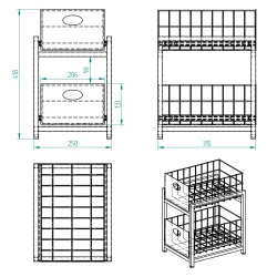 Siyah 2 Çekmeceli Organizer Sepet – 25x42 cm, Raylı Sistem, Çok Amaçlı Kullanım - 3