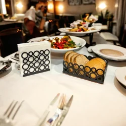 Siyah Renk 2'li Set Ekmek Sepeti ve Peçetelik - 1