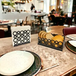 Siyah Renk 2'li Set Ekmek Sepeti ve Peçetelik - 5