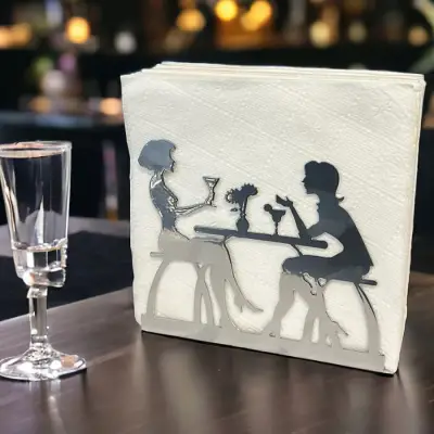 Sohbet Temalı Gümüş Metal Peçetelik - 2