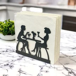 Sohbet Temalı Siyah Metal Peçetelik - 1