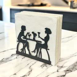 Sohbet Temalı Siyah Metal Peçetelik - 3